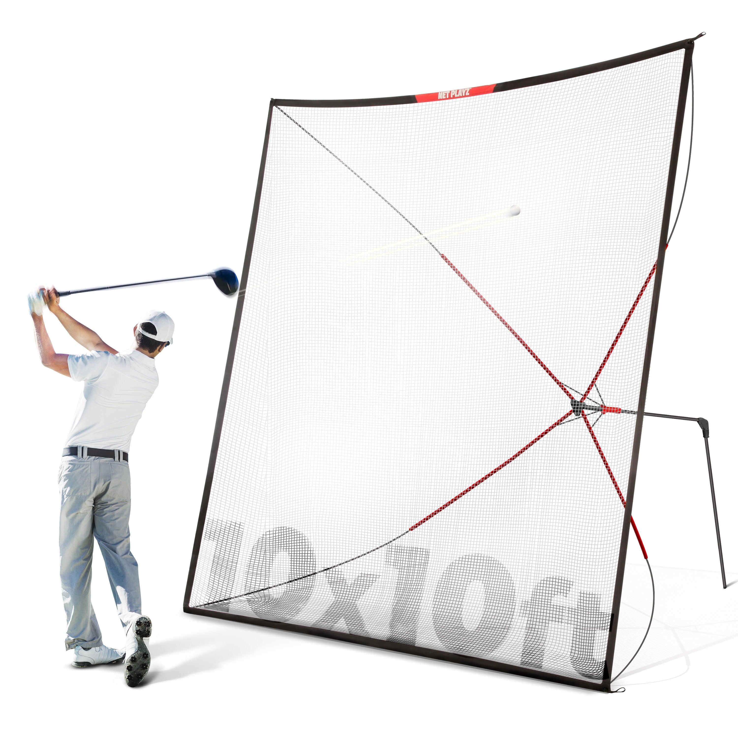 Golf Practice Net Hitting Net 10ft - Home Driving Range, Swing Training Aids, Big Size Auto Ball Return, Portable, Black