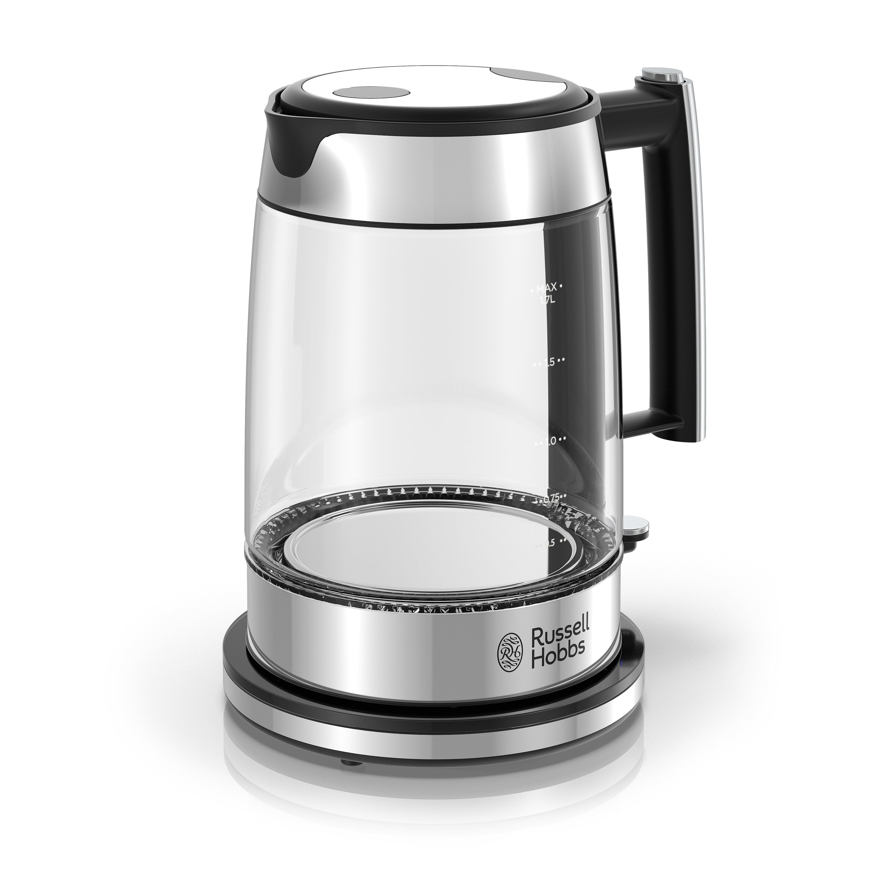Russell Hobbs Glass 1.7L Electric Kettle, Black & Stainless Steel, KE7900BKR