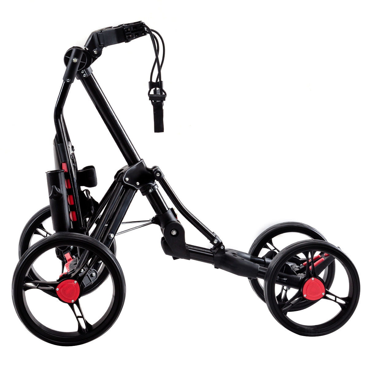 Costway Folding 4 Wheel Golf Pull Push Cart Trolley Club Umbrella Scorecard Drink Holder