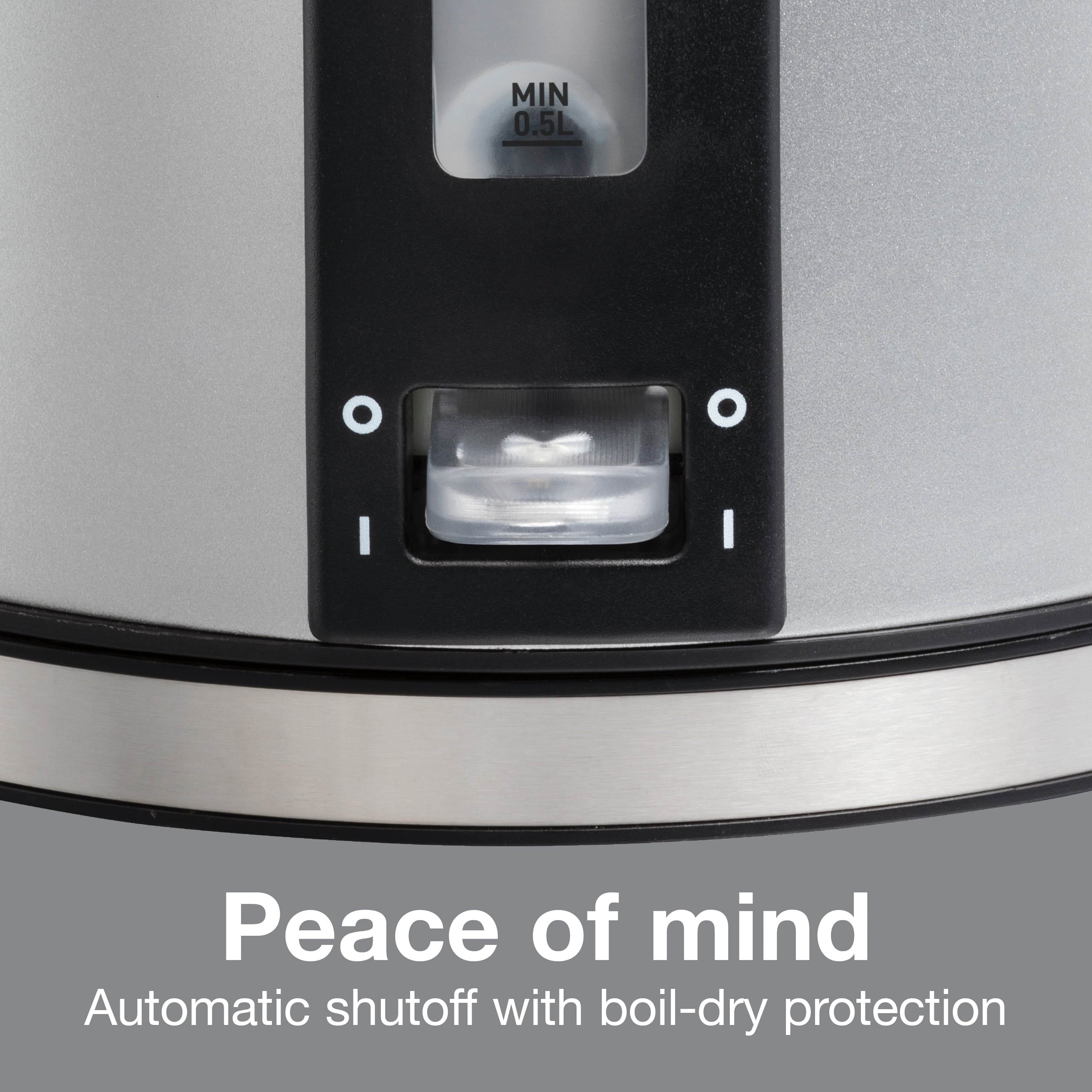 Proctor Silex Electric Dome Kettle, 1.7 Liter Capacity, Temperature Gauge, Stainless Steel, 41035