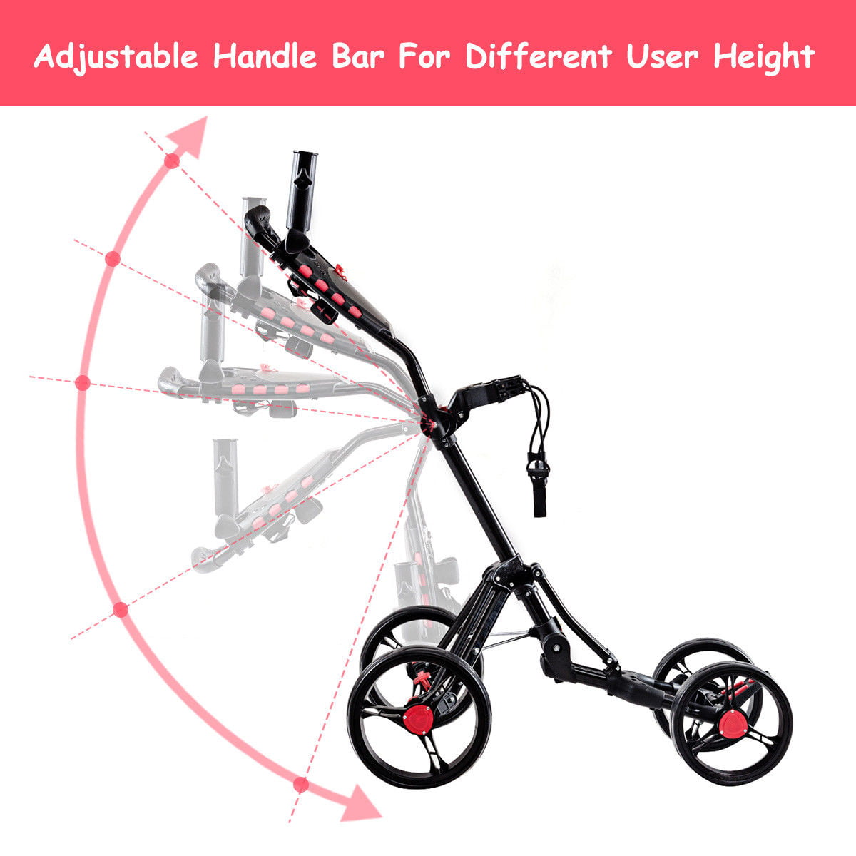 Costway Folding 4 Wheel Golf Pull Push Cart Trolley